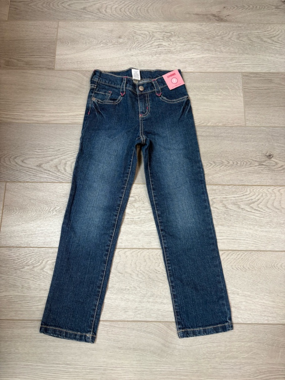 Gymboree Girls Dark Blue Denim Jeans with Pink Accent